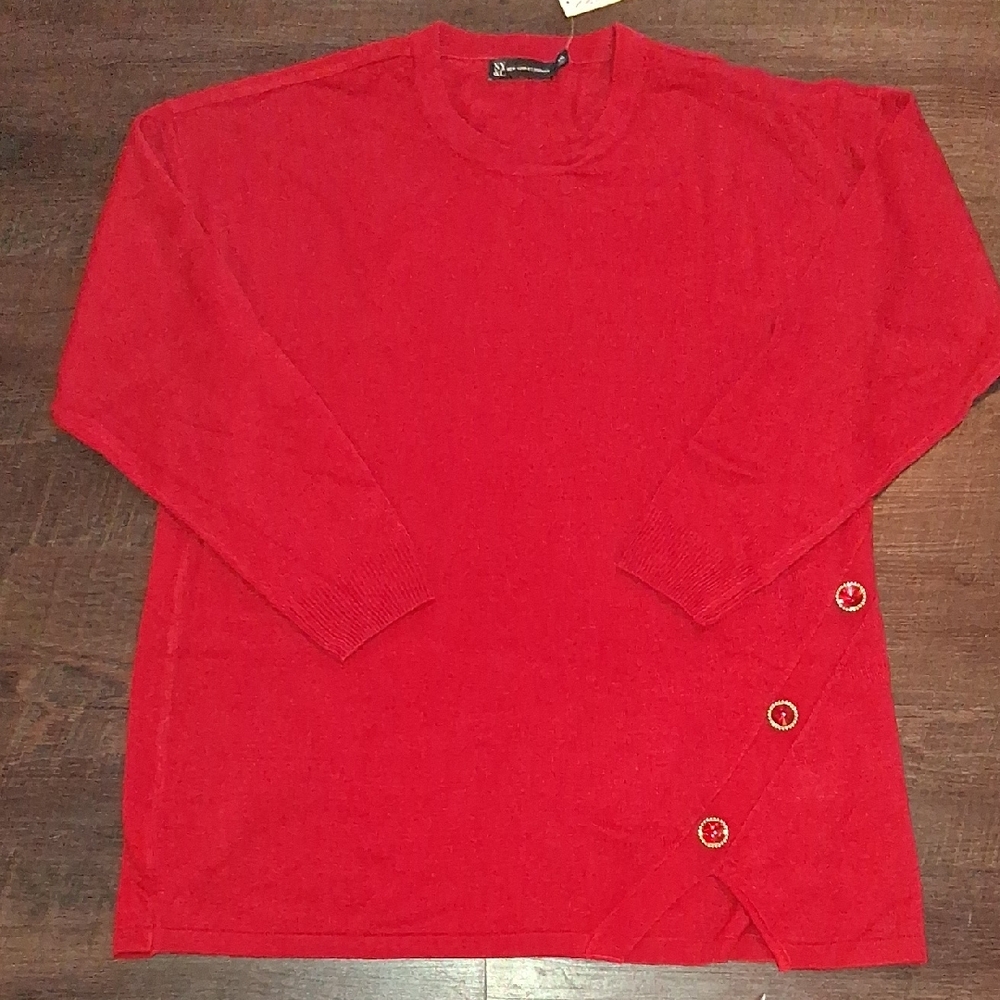 New York & Company Vibrant Red Crewneck Sweater